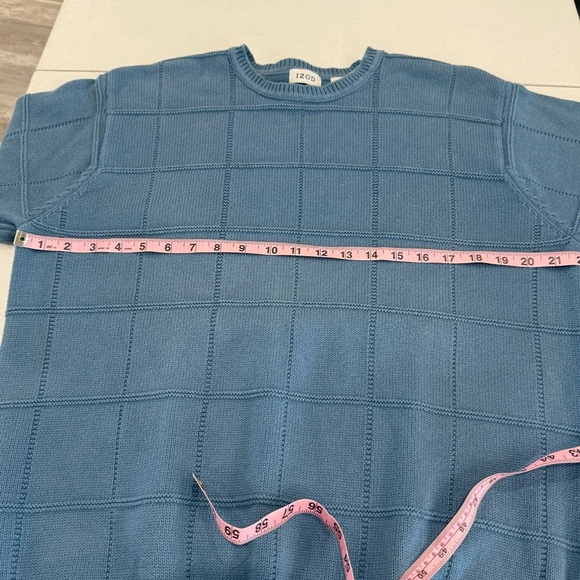 IZOD Cable Knit Sweater Blue Cotton Crew Neck Long Sleeves Men’s Size Large - Picture 4 of 12